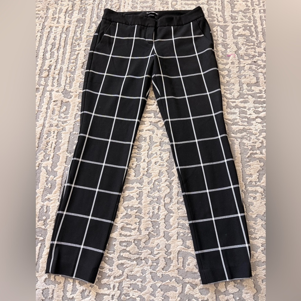Express Black and White Plaid Pantsuit